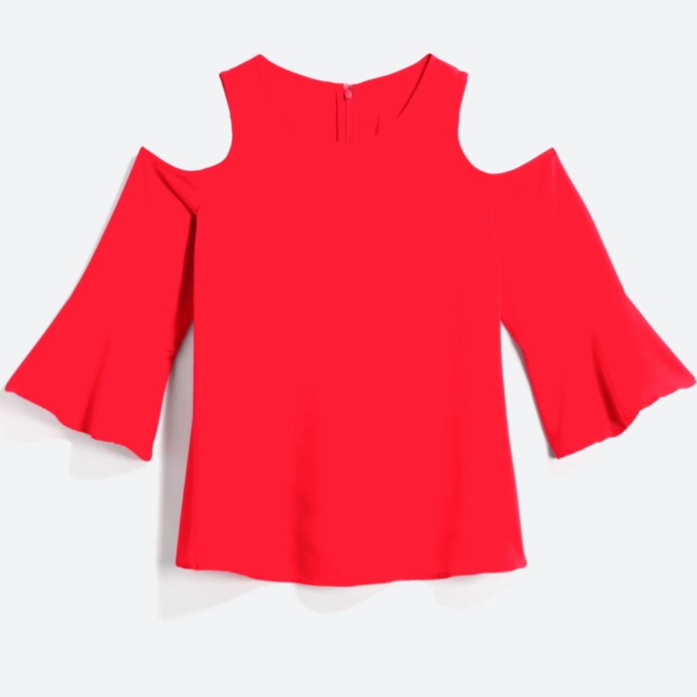 Red Kensie Halison Cold Shoulder Bell Sleeve Blouse